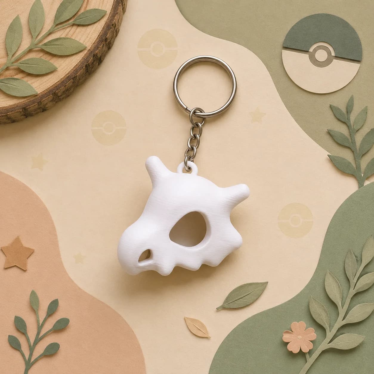 Cubone Skull 3D Printed Keychain